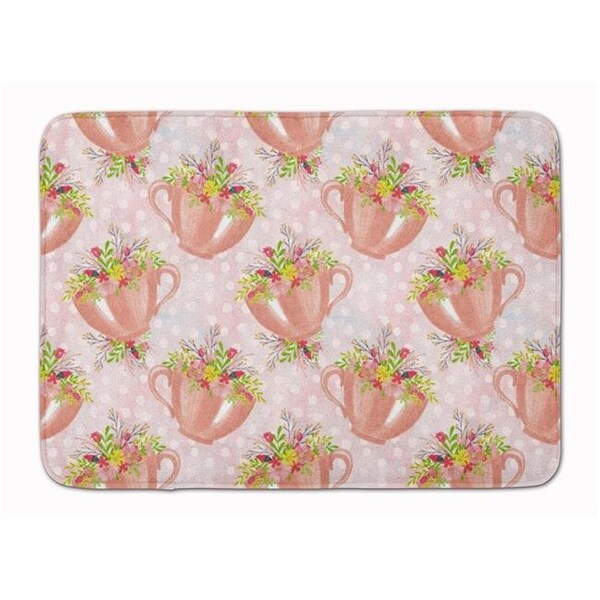 Carolines Treasures Carolines Treasures BB7481RUG Tea Cup & Flowers Pink Machine Washable Memory Foam Mat BB7481RUG - main